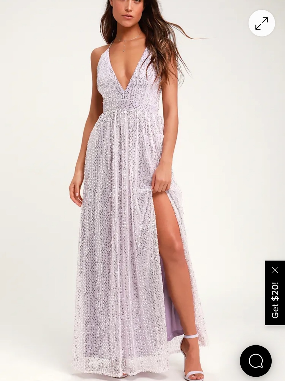 Lulu's Lavender Sequin V-Neck Prom Dress